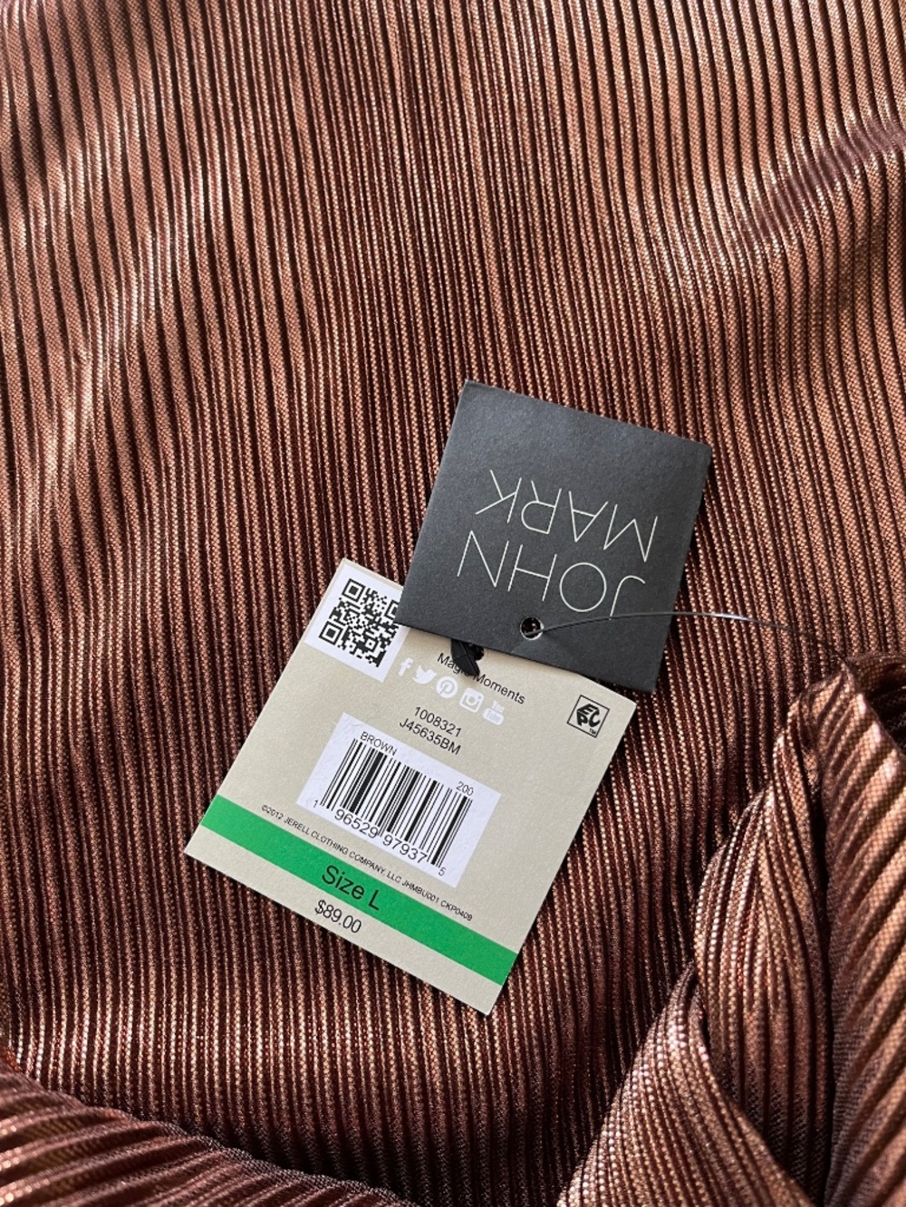 NWT John Mark Women's Button-Up Blouse Metallic Brown L - Picture 4 of 7